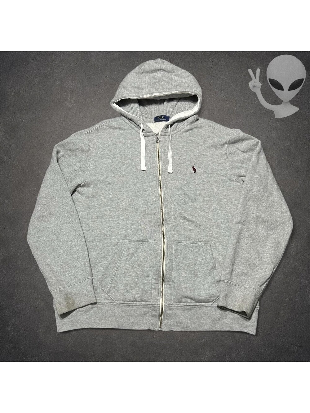 Polo Ralph Lauren Full-Zip Hoodie Mens XXL Gray Fleece Pony Logo Preppy Jacket - Picture 2 of 7